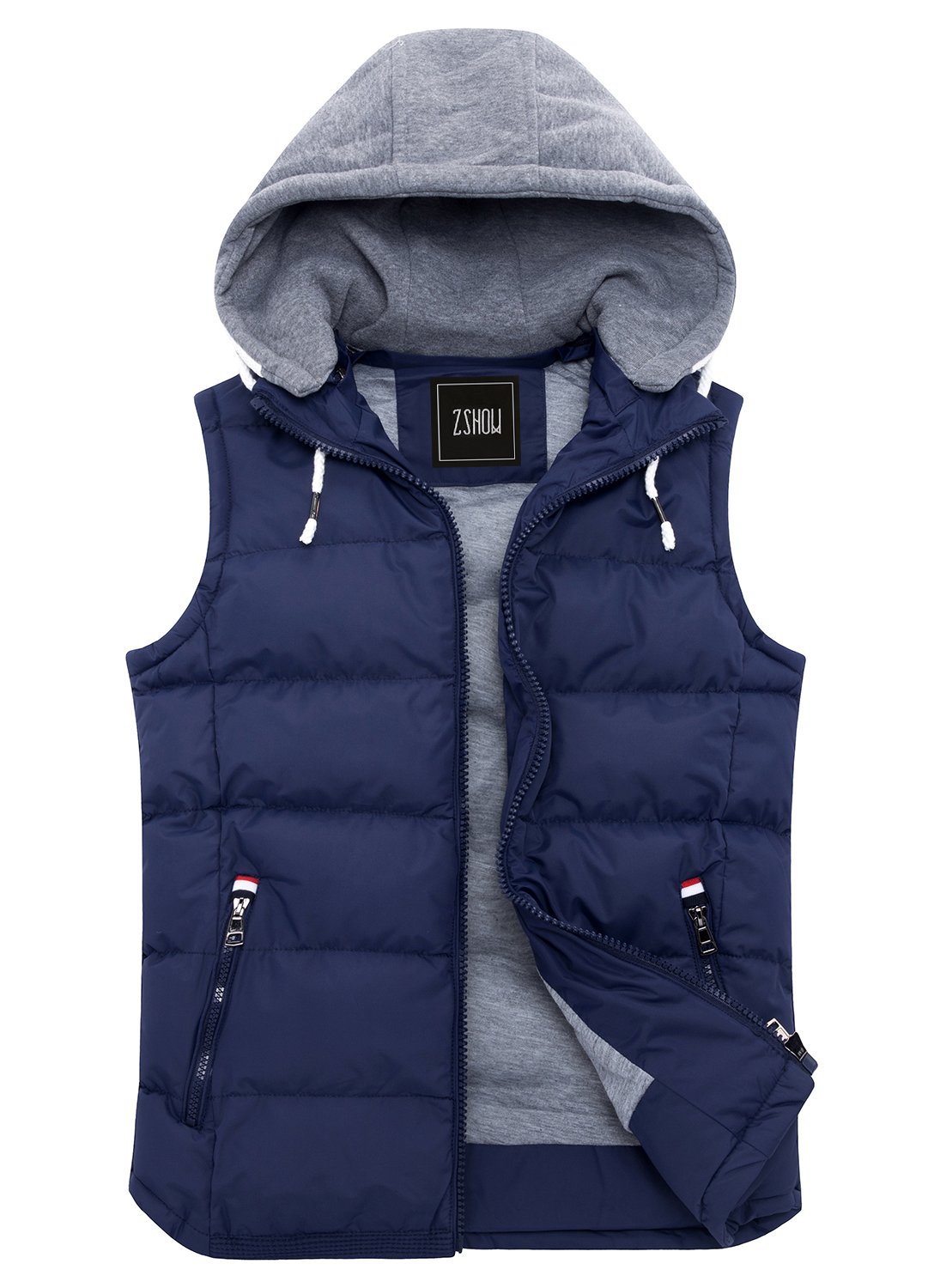 ZSHOW Men's Winter Removable Hooded CottonPadded Vests With Pockets
