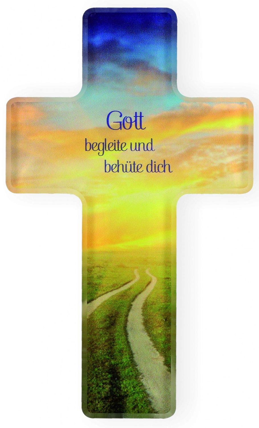 Wall Cross God accompany and protect you 14 cm Acrylic Glass