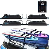 Hang 11 Surfboard Roof Rack - Soft Padded Surfboard Rack for Car, No-Scratch Buckles, Fits Most Vehicles Without Crossbars, Extra-Wide 1.5” Straps, Carries up to 3 Boards (Double / 6 Boards)
