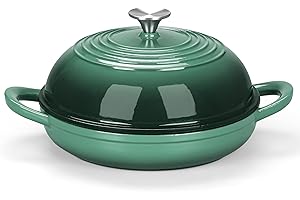 E-far Dutch Oven for Sourdough Bread Baking, 6 Qt Round Enameled Cast Iron Dutch Oven for Homemade Artisan Bread, Dome Lid & 