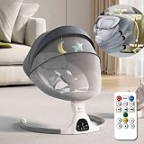 HoldOneLight Adjustable Height Baby Swing with Bluetooth 5 Speeds 3 Seats Grey