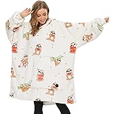THREE POODLE Wearable Blanket Hoodie for Women, Oversized Sherpa Sweatshirt Blanket for Adults Men, Cozy Sloth Hooded Blankets, Gifts for Teen Girls Women Mom Sister