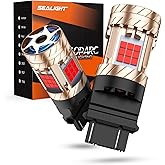 SEALIGHT 3157 3156 LED Bulb, 3157 Brake Light Bulb Anti Hyper Flash With Turbo Fan, 30W 3200LM Super Bright Red Replacement f