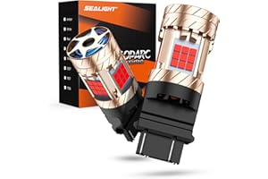SEALIGHT 3157 LED Bulb Red, Anti Hyper Flashing LED Brake Light Bulbs, 3057 3056 3156 3156 3157NA LED Tail Light Bulbs, Blinker Brake Lights Bulbs, With Built in Resistor, Plug-N-Play, Pack of 2