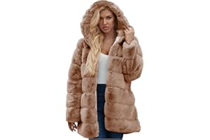 Bidobibo Faux Fur Coat Women Brown Sherpa Warm Winter Fluffy Jacket Fleece Outerwear Women's Fur & Faux Fur Jackets & Coats