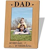 XQLSR Dad Gift from Daughter, Father's Day Birthday Christmas Thanksgiving Gifts, Photo Gifts Wooden Picture Frame, Dad My First Love My Forever Hero Photo Frame, To Assemble 4 * 6 Inches Photo