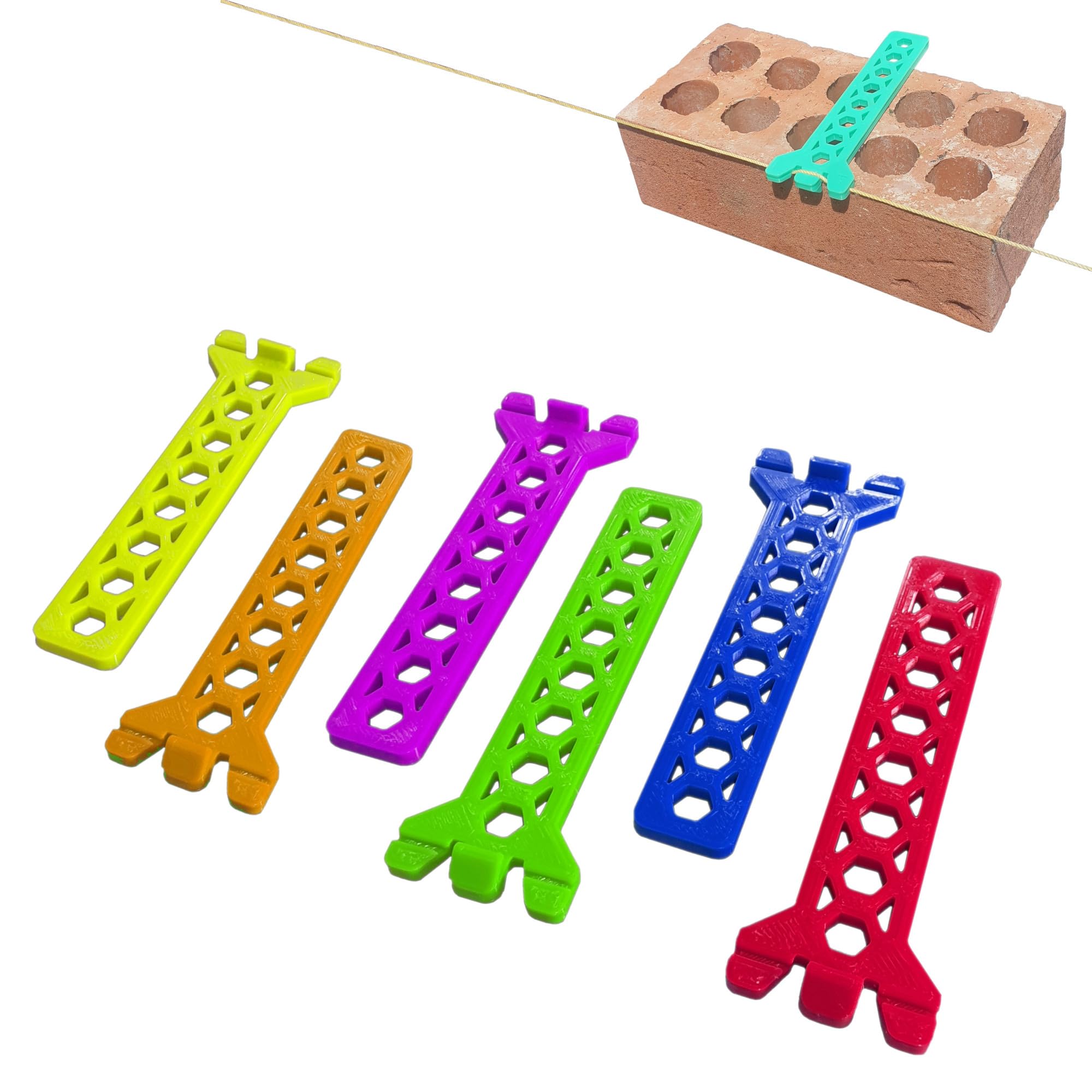 6 x Brick Tingles Random Colour Wall Building Line Holders