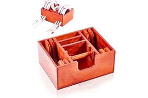 LUXIYS Wooden Foil Dispenser for Stained Glass Copper Foil Tape, Stained Glass Kit, 6.7"x5.1" Copper Foil Dispenser (Red-Brown)