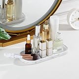 Luxspire White Marble Resin Vanity Tray Oval Storage Organizer 9.84in view 3