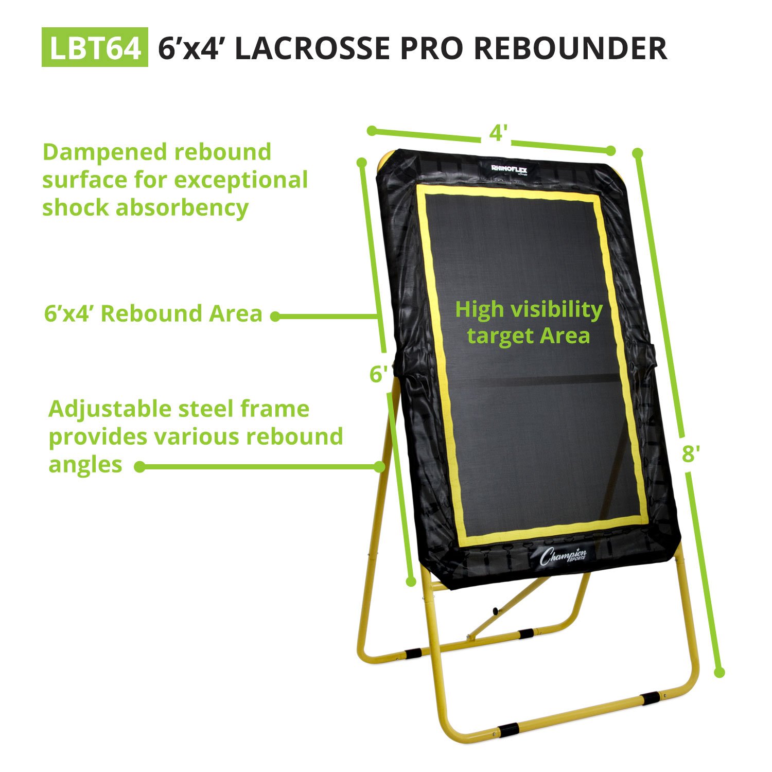 Champion Sports Deluxe Lacrosse Target: Ball Return Bounce Back Net Set for Professional, College and Grade School Training & Drills