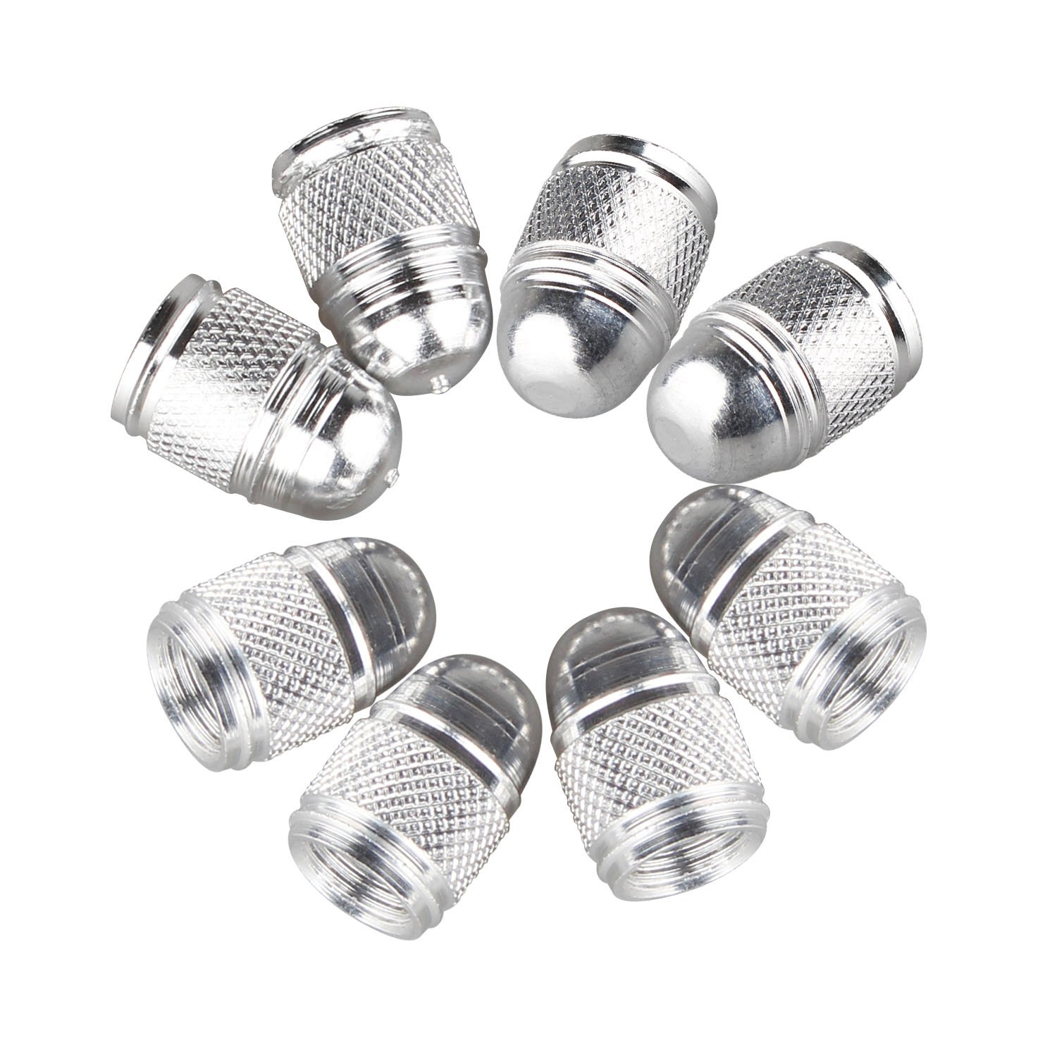 Futheda 8pcs Bullet type Aluminum Alloy Dust Caps Universal Prevent Corrosion Car Motorbike Valve Caps Silver