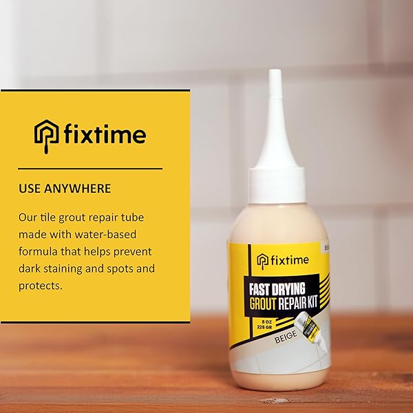GROUT FILLER REPAIR KIT – CREAM BEIGE PREMIXED CRACK FILLER FOR FLOOR TILES – FAST DRYING GROUT SEALER WITH SPATULA – 8 OZ