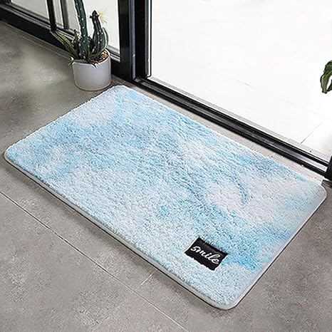 Amazon 洗える バスマット 滑らない 長方形 無地 泥落とし 低反発 おしゃれ マット マイクロファイバー 夏用 速乾 吸水 抗菌 春夏 ペット ドア ふわふわ 柔らか質感 80 100 掃除易い 屋内用 浴室足ふきマット 洗濯機ok ブルー 玄関マット 浴室足ふきマット ホーム