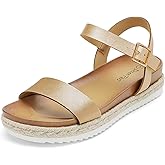 DREAM PAIRS Women’s Open Toe Ankle Strap Espadrille Casual Flatform Platform Wedge Sandals