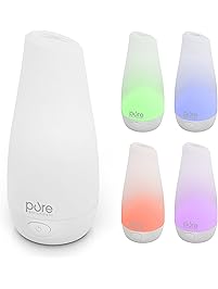PureSpa Essential Oil Diffuser &mdash; Compact Ultrasonic Aromatherapy Diffuser With Ionizer, Optional Color-Changing Light, and Up to 7 Hours Continuous Operation