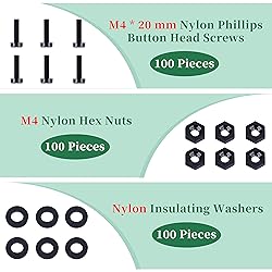 Pzsmocn 300 Pieces/100 Sets M4*20 mm Plastic Black
