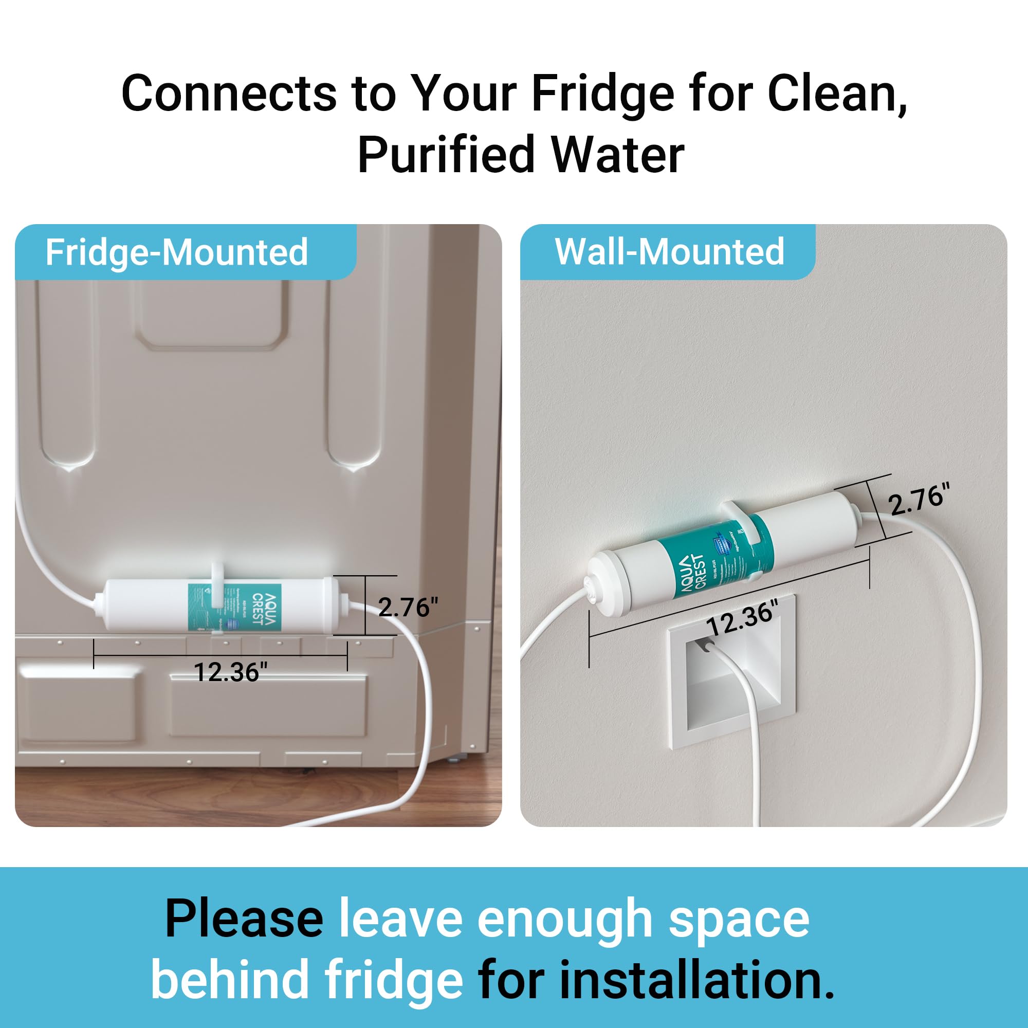 AQUACREST In-Line Water Filter for Refrigerator and Ice Maker, 5 years or 10,000 Gallons High Capacity, 1/4-Inch Direct Connect Fittings, Reduces Chlorine, Bad Taste & Odor