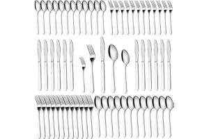 Bestdin Silverware Set for 12, 60-Piece Spoons and Forks Set, Food-Grade Cutlery Set, Stainless Steel Forks and Spoons Silverware Set, Flatware Sets Includes Knife/Fork/Spoon, Dishwasher Safe.