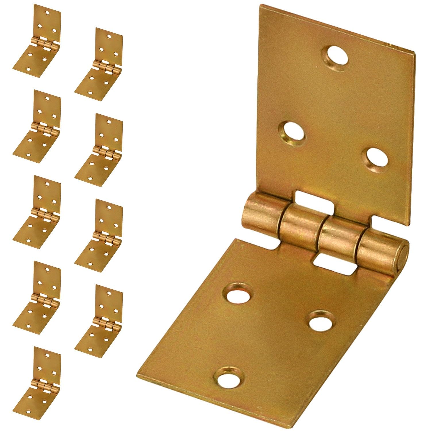 KOTARBAU - 10-Piece Set Galvanized Hinges - for Doors, Furniture, Boxes, Cabinets and Many More - 100 x 35 mm - Colour: Gold