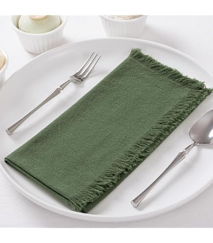 Ramanta Home Cloth Napkins Set Of 12 – Heavyweight Frayed Edge Cotton Dinner Napkins, 18x18 Inch - View #7