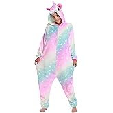 NewPlush Unisex Unicorn Costumes Pyjamas, Adult Women Men Animal Cosplay Onesie