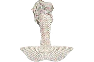 DDMY Mermaid Tail Blanket, 74''x 35'' Crochet Wearable Blankets Super Soft Mermaid Throw Blankets Mermaid Sleeping Bag Mermaid Costume for Cosplay Funny Halloween Blanket Christmas Blankets for Kids/Adult