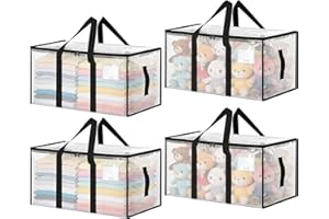 4 Pack Extra Large Moving Bags 90L Storage Bags with Double Zippers and Sturdy Handle, Heavy Duty Moving Boxes Waterproof Clo