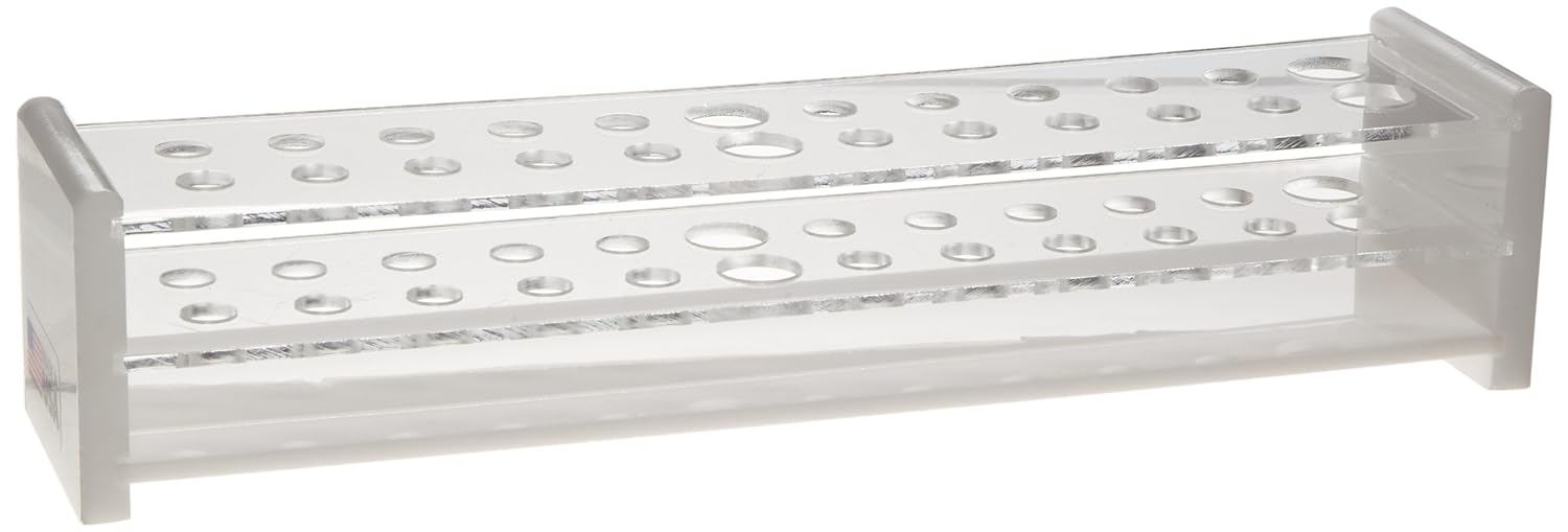 Dynalon 1595651 Acrylic Blood Bank Sample Tube Rack, 24 Place Science