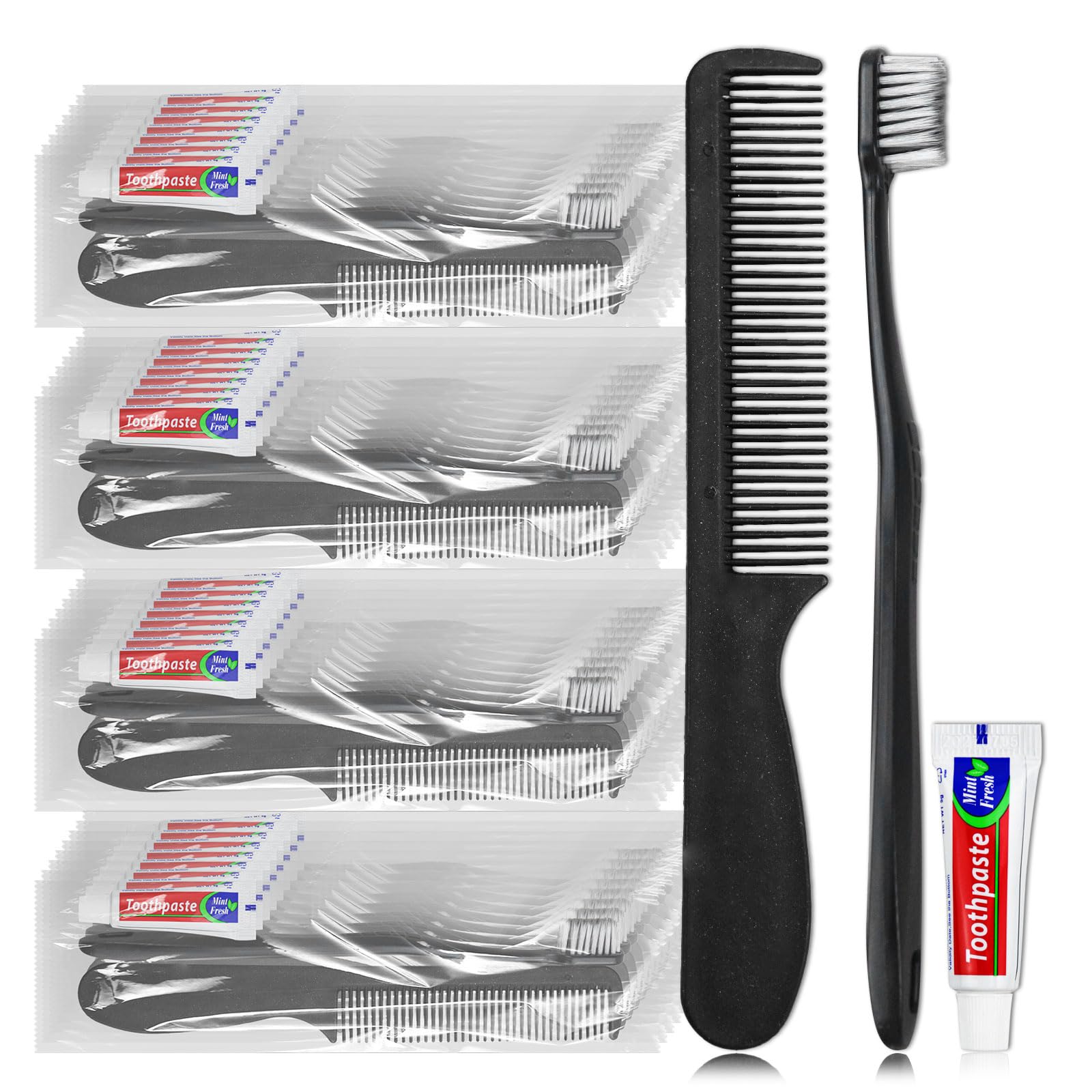 Disposable Toothbrush Toothpaste, Toothbrush and Toothpaste Travel, Comes with Comb, Individually Packaged, Suitable for Hotel, Home, Camping, Travel (PACK-50)
