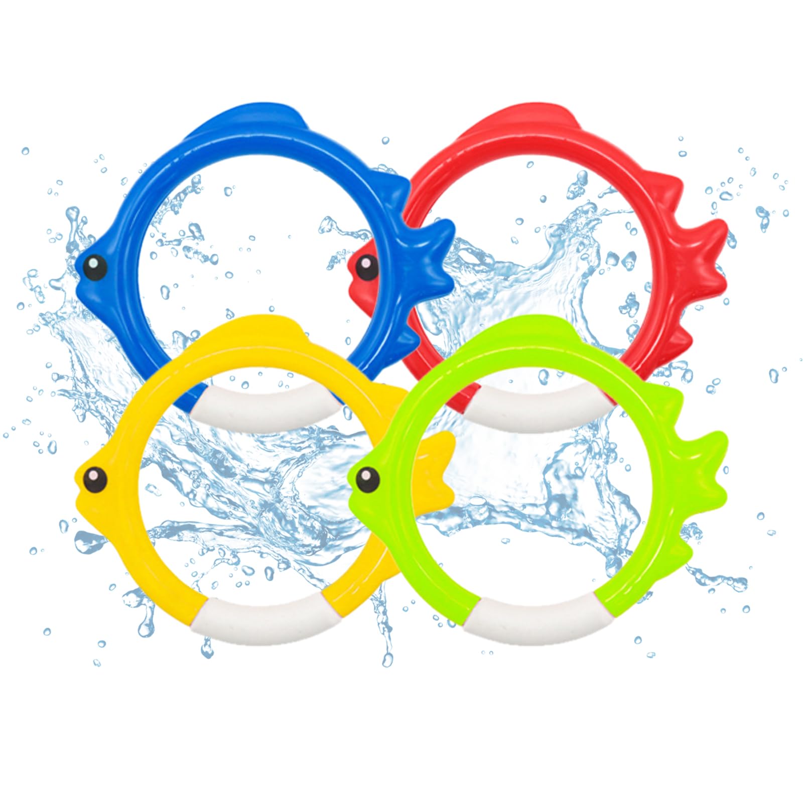 Jiuhao Diving Toys for Kids, 4 Pcs Summer Fun Swimming Pool Dive Toy Fish Ring, Underwater Training Toys Diving Games Children's Gifts (Diving Fish Ring)