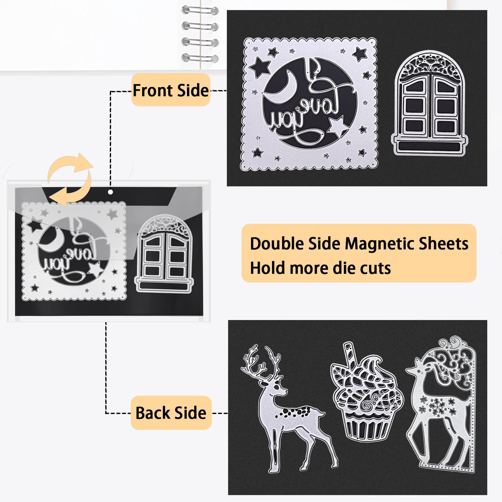 20 PCS 9.4 x 7 Inch Large Die Cut Storage Envelopes with 0.7 mm Thick Magnetic Sheets for Die Storage, Clear Die Storage Pockets and Magnet