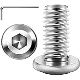 30Pcs M8 Screws, M8 x 16mm Flat Head M8x1.25 Bolt Hex Socket Cap Screws Bolts, M8 Bolts 304 Stainless Steel Furniture Screws 