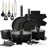 Umite Chef 21Pcs Pots and Pans Set Non Stick, Nonstick Ceramic Cookware Sets Detachable Handle, Non Toxic Healthy Induction Cookware, Kitchen Cooking Set, with Frying Pans Set, Dishwasher/Oven Safe
