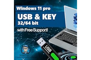 SMART GEEKS LLC USB Compatible with Windows 11 professional 64 Bit USB With Key. Upgrade, Recover, Repair and Restore. Key Included and USB Install. Fix Desktop & Laptop - Free Professional Technical Support