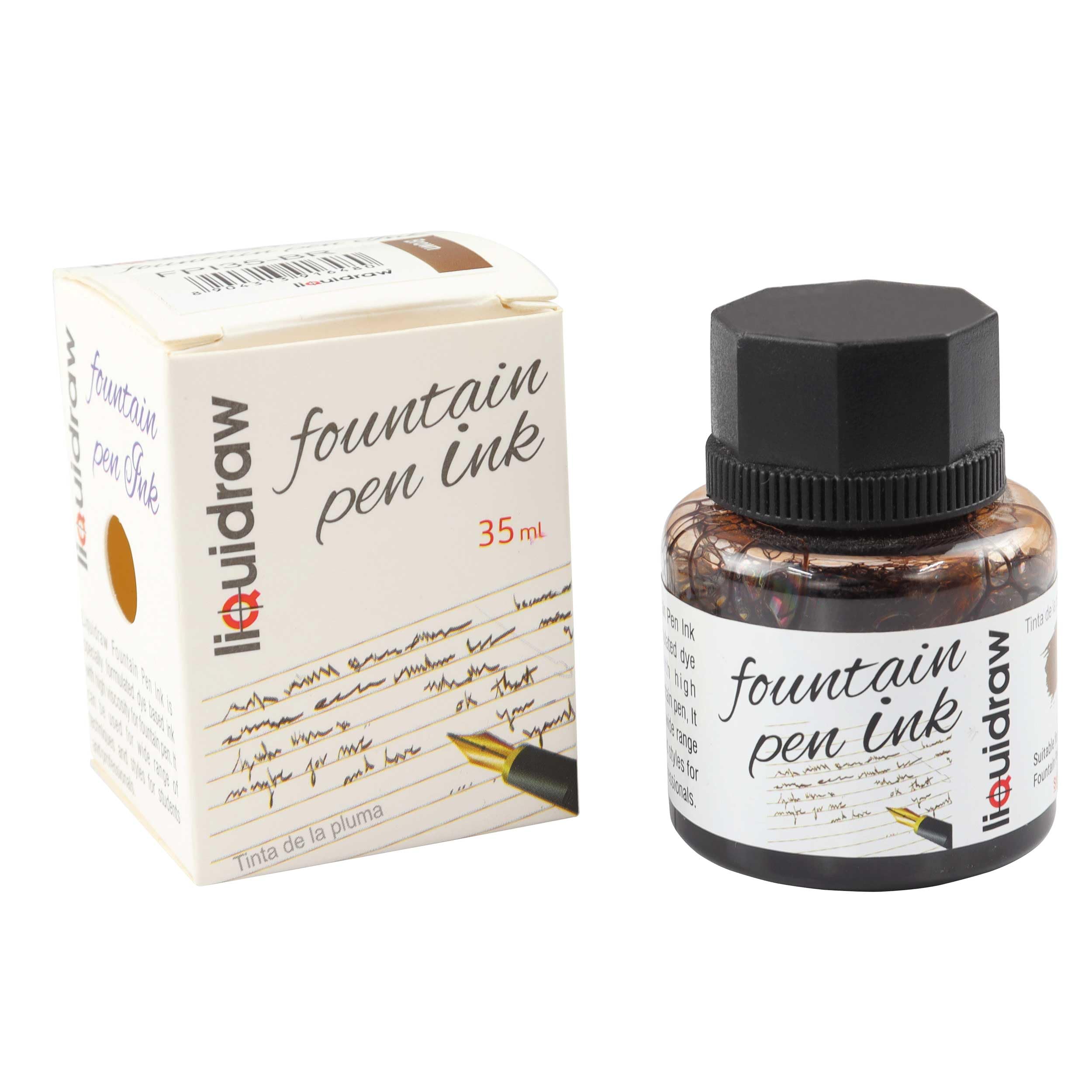 Liquidraw Fountain Pen Ink Bottles 10 Assorted Colours 35ml Inks Suitable for Calligraphy Ink Selection Available Black, Blue, Red, Green, Brown, Violet Purple, Yellow Etc ()