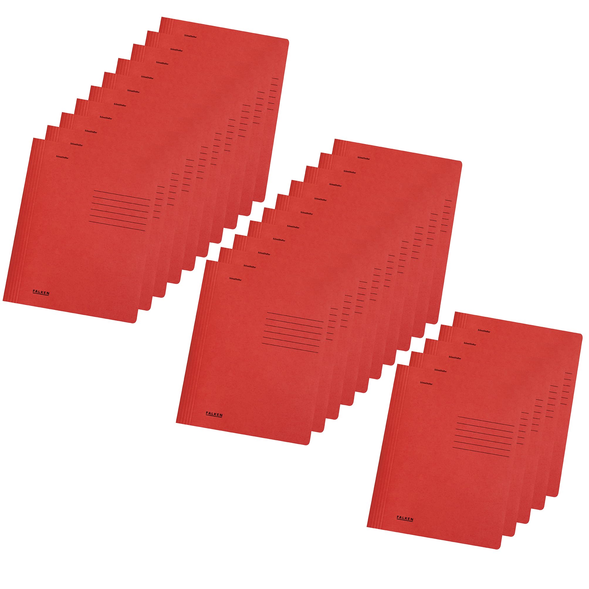 Original Falken 25-pack of intensive colour loose-leaf binders. Made in Germany. Made of recycled cardboard for DIN A4 commercial and public authority stapling red Blue Angel stapler ideal for office and school.