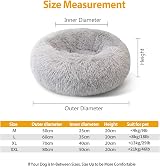 Enjamoy Plush Donut Dog Bed Grey 60cm Round Self-Warming Cozy Calming view 2