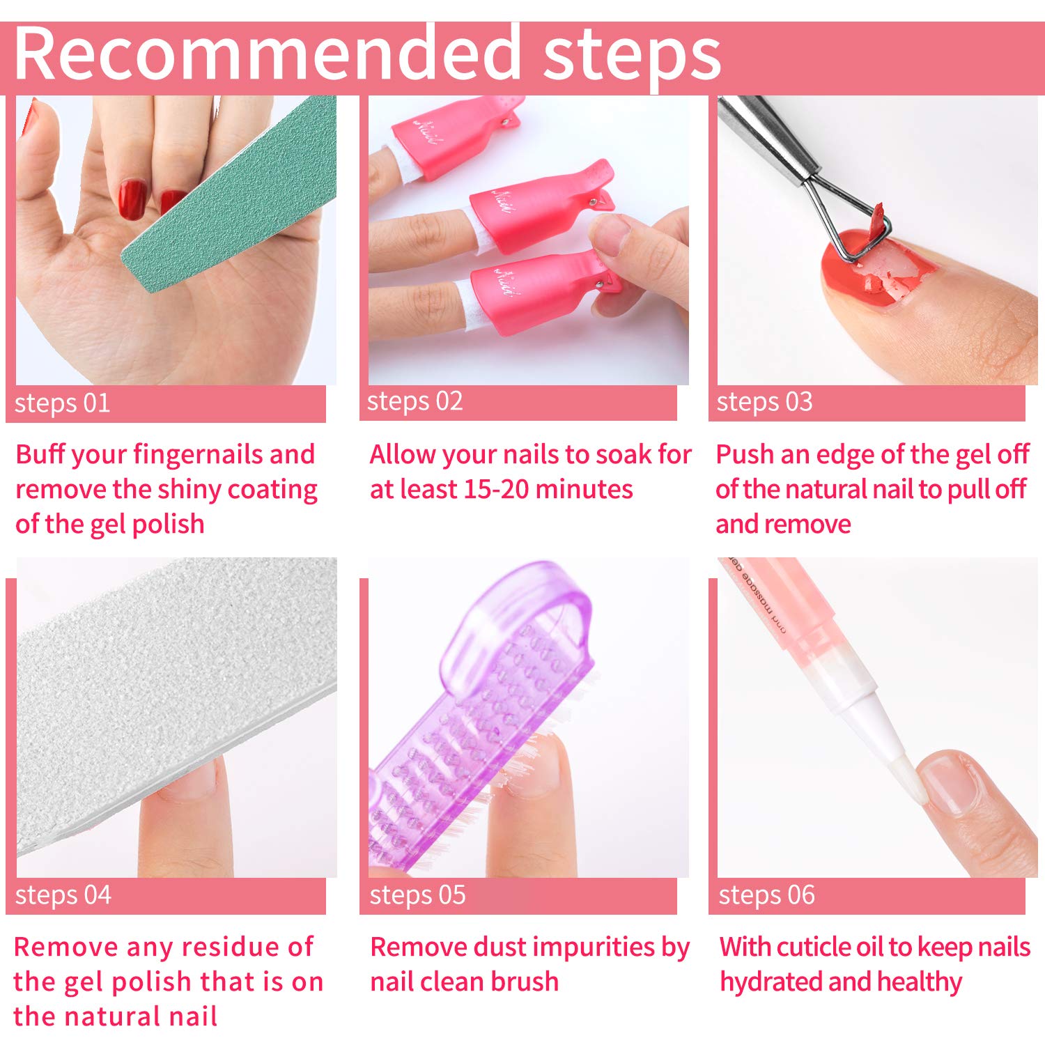 Nail Polish Remover Kit - Beetles Gel Nail Polish Remover with 450Pcs Lint Free Nail Wipes/10 Pcs Nail Polish Remover Clips/Cuticle Oil/Cuticle Pusher/Nail File for Fingernail and Toenail : Beauty
