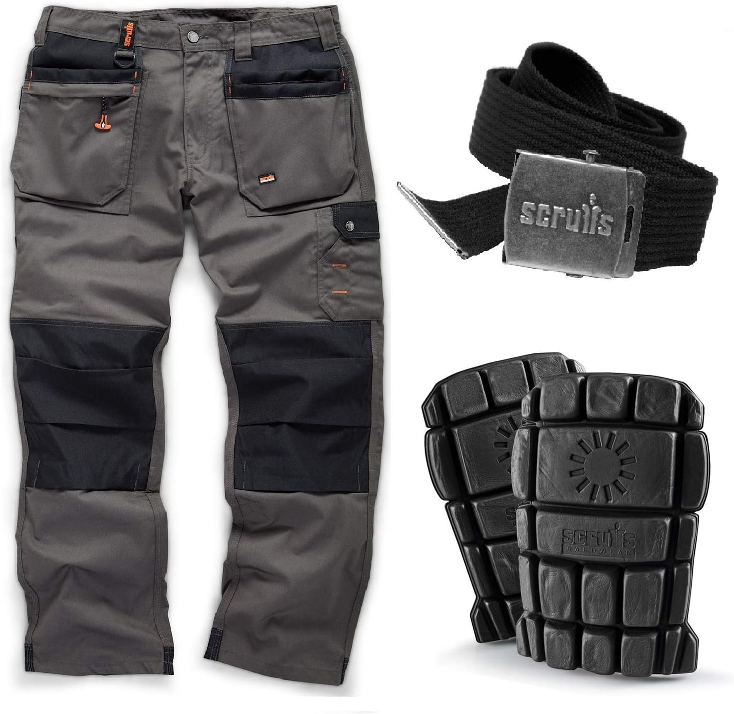 Scruffs Worker Plus Work Trousers with Knee Pads and Black Clip Belt