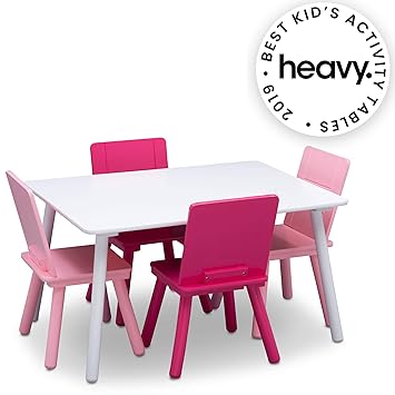Delta Children Kids Chair Set And Table 4 Chairs Included White Pink