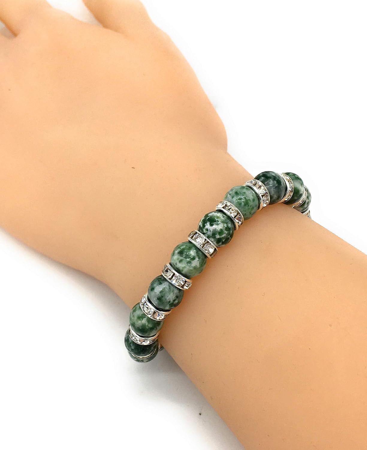 Helena Rose Vitality Bracelet for Women, Natural Green Sodalite Gemstones & Sparkling Rhinestone Crystals - Image 5