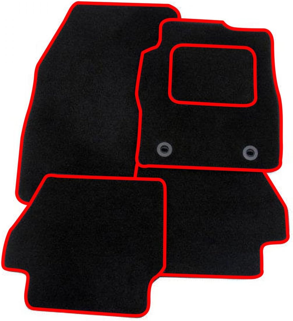 CITROEN C1 (2005-ONWARD) BLACK + RED TRIM TAILORED CAR FLOOR MATS CARPET