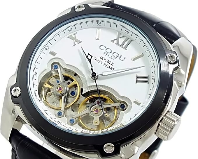 Amazon コグ Cogu ダブルオープンハート 自動巻き 腕時計 メンズ C56 Wh 並行輸入品 メンズ腕時計 腕時計 通販