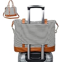 CAMTOP Women Ladies Travel Bag Canvas Weekend Overnight Carry On Luggage Bags(Black Stripe)