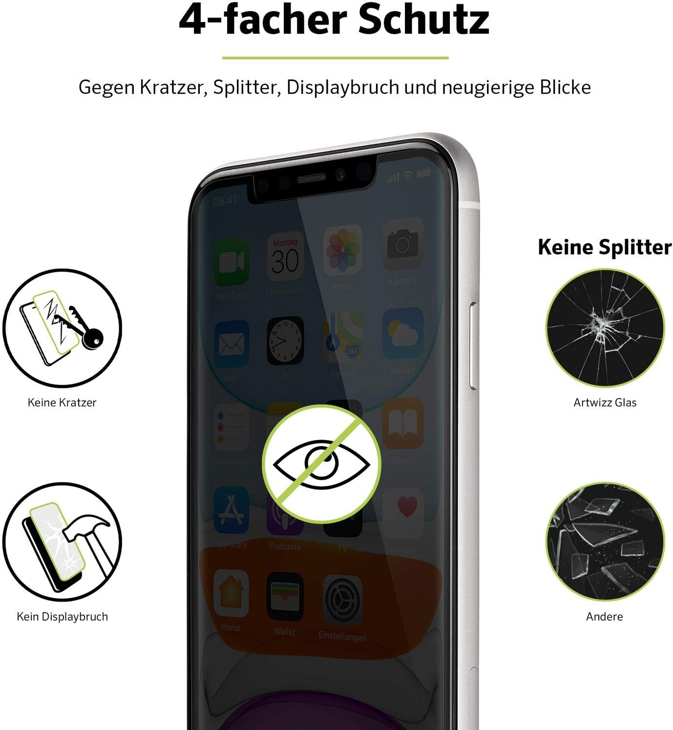 Artwizz PrivacyGlass for iPhone XS Max - Full Screen Protector Glass, Color: Clear, transparent - Image 4