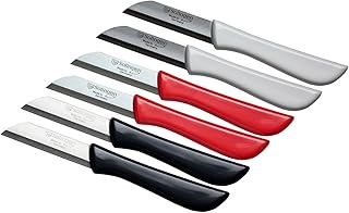 6er Set Gemüsemesser scharf/Küchenmesser/Schälmesser/Obstmesser klein/Fischmesser Elegance Serie rot/grau/weiß Solingen Germany (bunt-grau-weiß-rot)