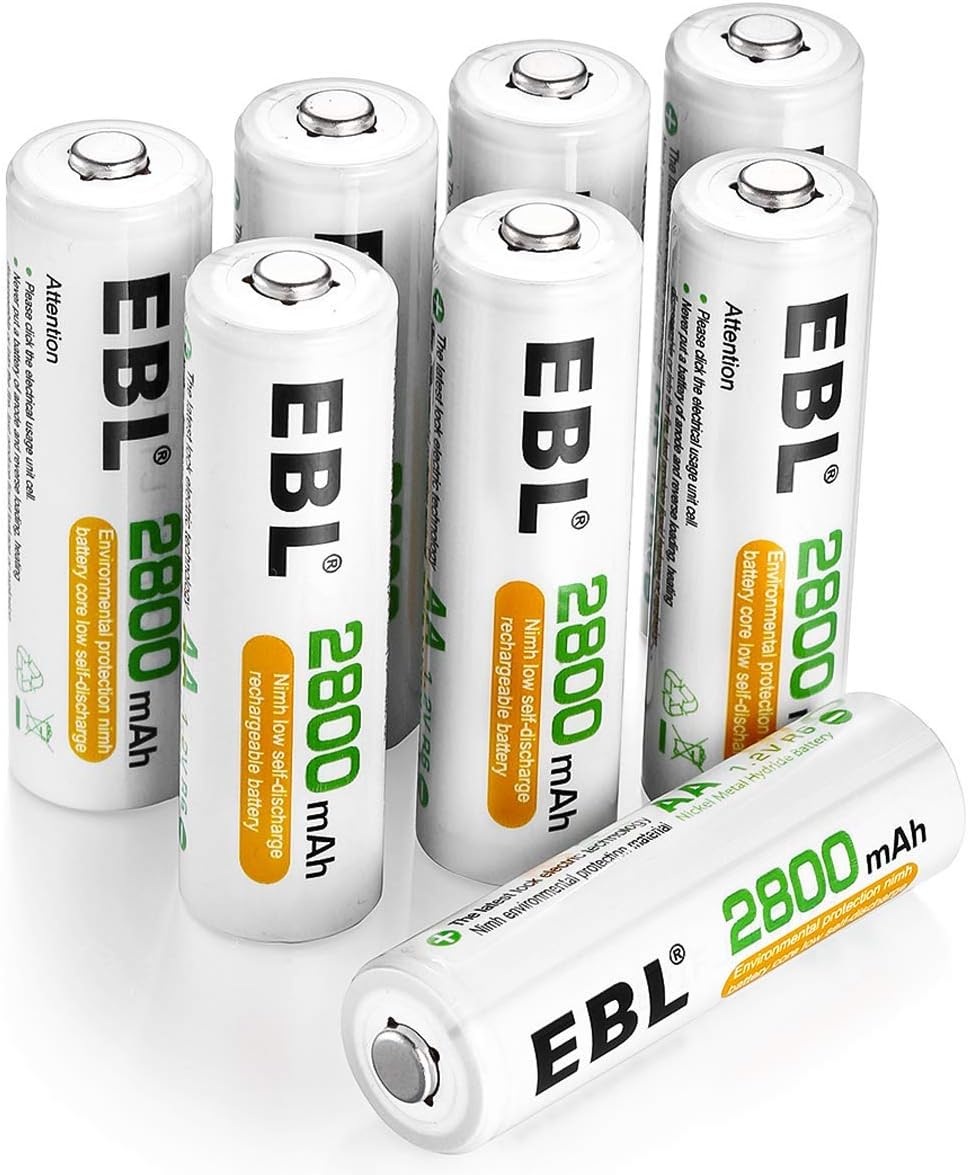 EBL 2800mAh Rechargeable Battery AA 8 Pack, High Capacity 1.2V NIMH AA Rechargeable Batteries with Long Lasting Power