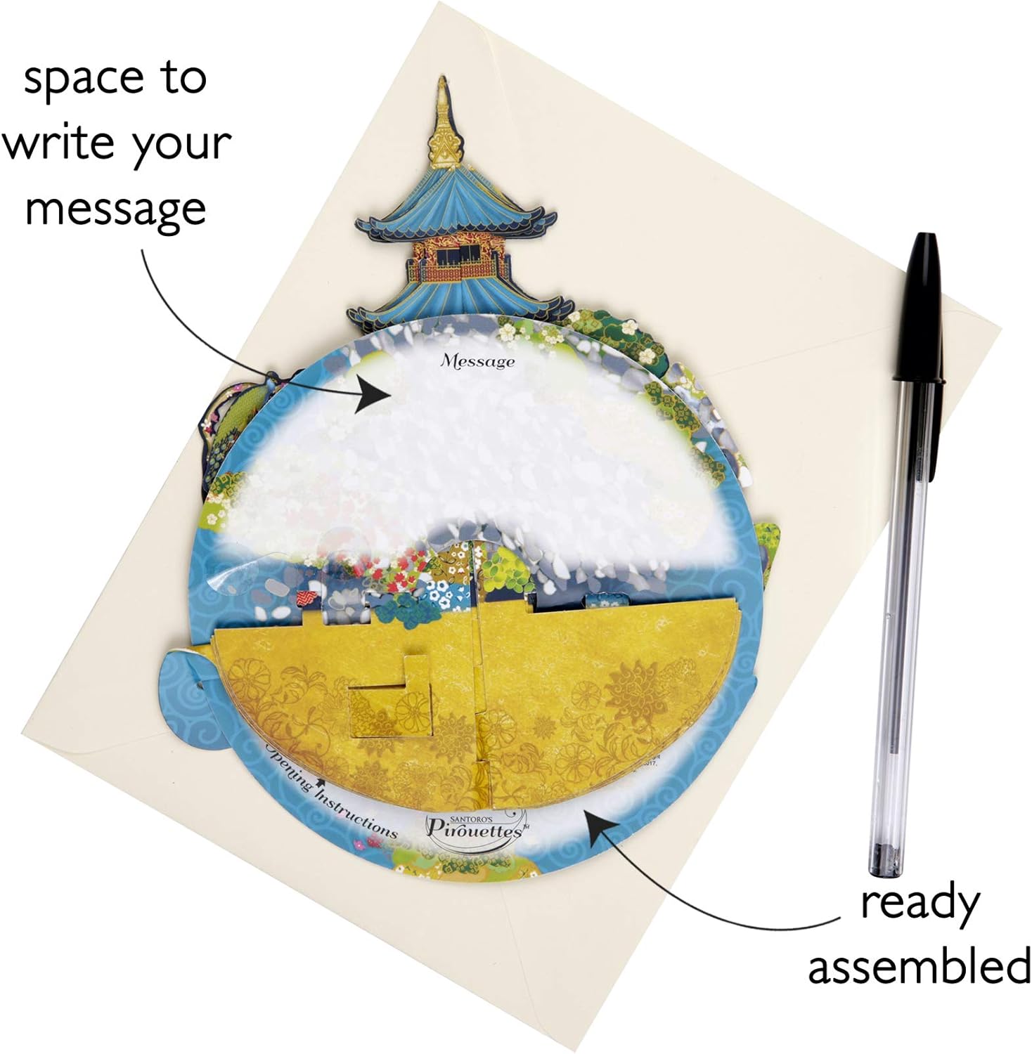 SANTORO Pirouette, 3D Pop Up Greeting Card - Japanese Garden - for Her for Him Birthday, Mothers Day, Fathers Day - Image 5