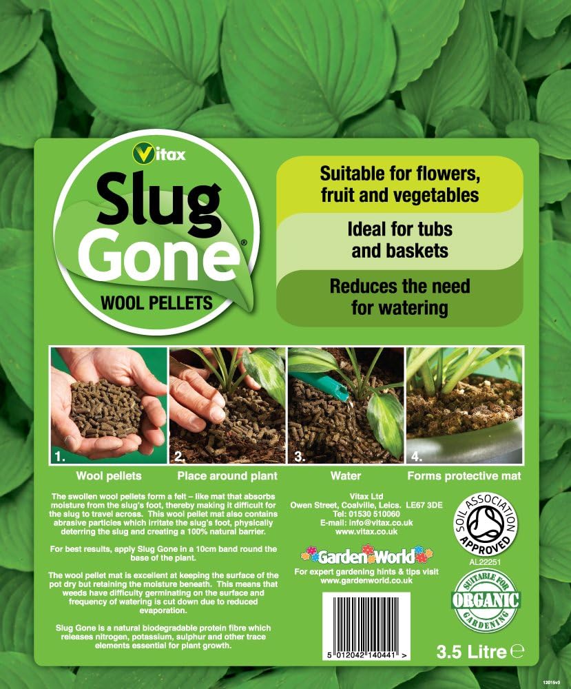 Vitax Slug Gone Wool Pellets, Natural, Organic Barrier To Protect Borders, Pots & Containers From Slugs And Snails, Long Lasting - 10L - Image 3