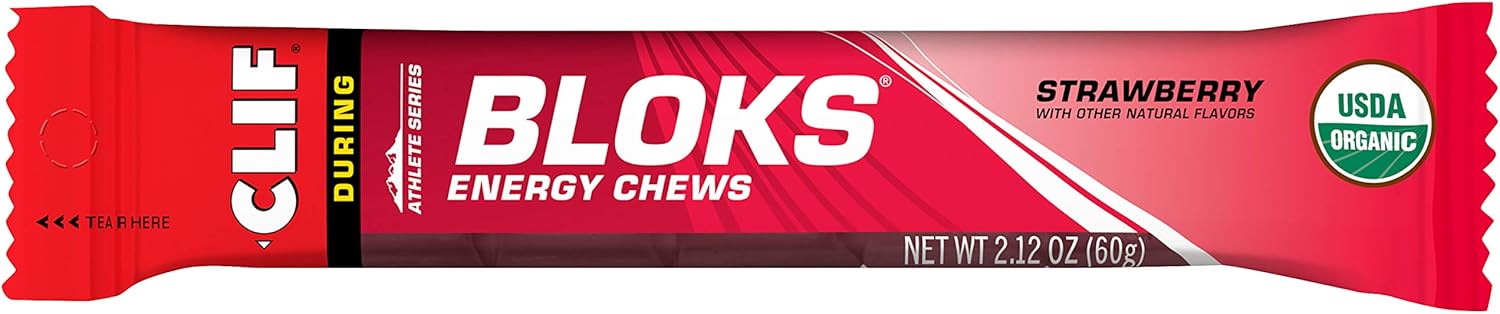 Clif BLOKS - Energy Chews - Strawberry Flavor - (2.1 Ounce Packet, 18 Count): Health & Personal Care